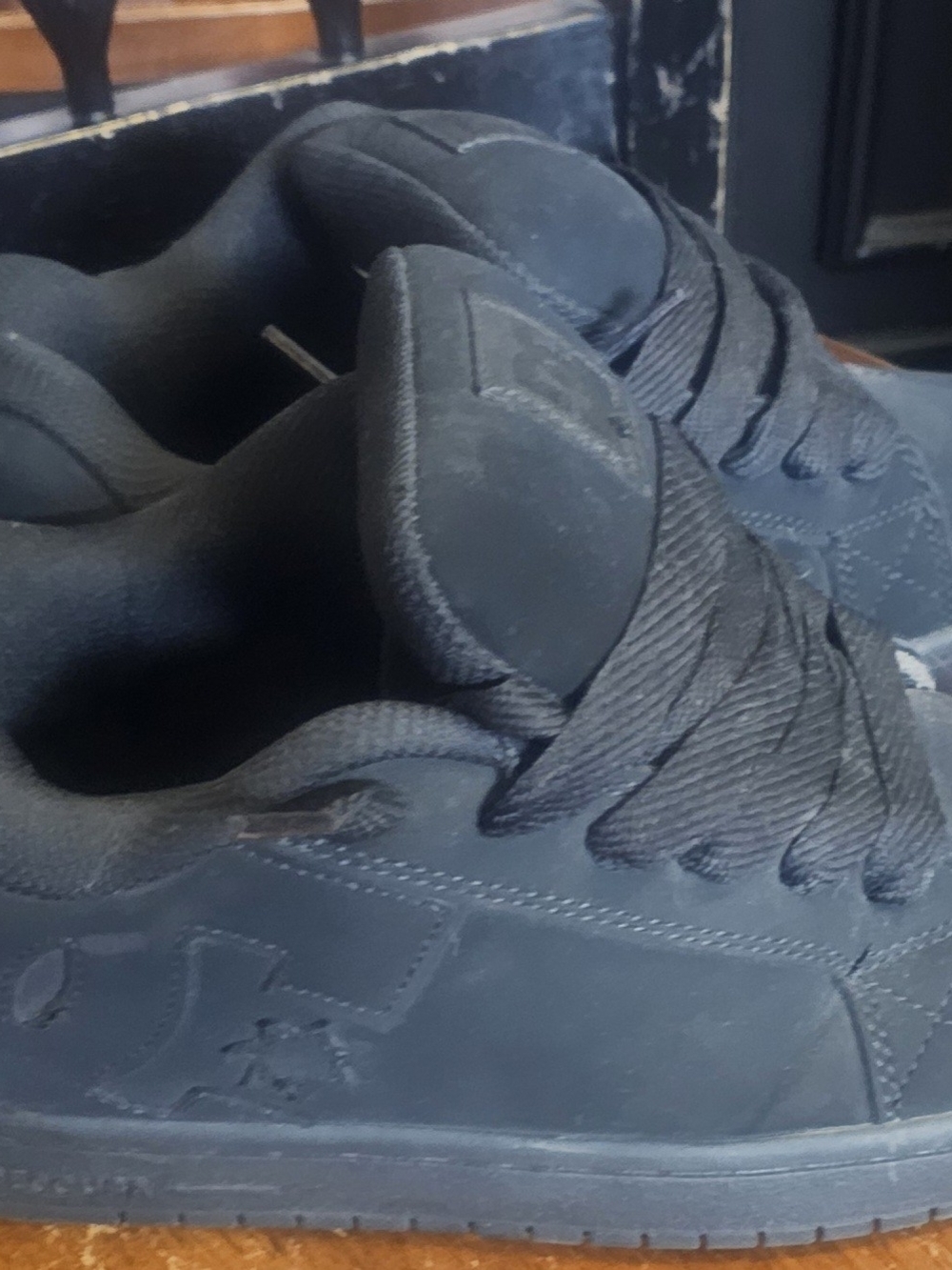 DC Men's Black Low-Top Skate Shoes with Tonal Logo